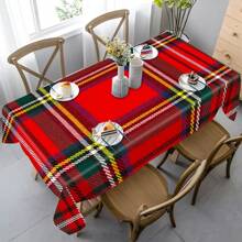 1/20PCs Tablecloth With Line Grid Printed Design, Rectangular Tablecloth, Perfect For Picnics, Camping, Weddings, Birthday Parties, Restaurants, And Buffet Dinners