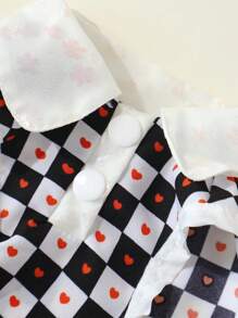 1 pieza Camisa con bloque de color transpirable, diseño de cuello y estampado de corazón, ropa para perros pequeños, argolla para correa, ligera para verano