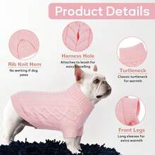 Suéter tejido para perros, ropa de mascota cálida adecuada para perros pequeños y medianos, tejido suave y grueso - Burdeos - Ver 4