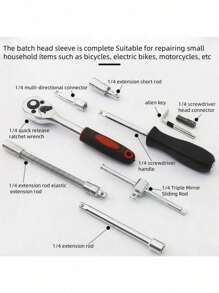 1pc 46pcs Auto Repair Tool Set, Ratchet Wrench Socket Tool Kit With Mixed Bits, Hardware Tools