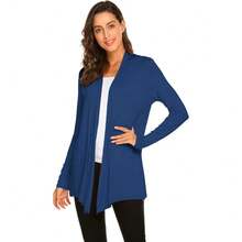 Newchoice Womens Casual Lightweight Long Sleeve Cardigan Soft Drape Open Front Fall Dusters (S-3XL) - Biru - View 4