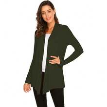 Newchoice Womens Casual Lightweight Long Sleeve Cardigan Soft Drape Open Front Fall Dusters (S-3XL) - Olive Green - View 4