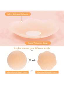 Premium 2-Pack Reusable Silicone Nipple Covers | Ultra-Comfortable Adhesive Pasties For Women, Offering A Smooth & Seamless Look Under Thin Fabrics | Ideal For Backless Dresses, Strapless Tops, Swimwear, Gym Wear, And Daily Use, Enhancing Natural Silhouette With Discreet Confidence.