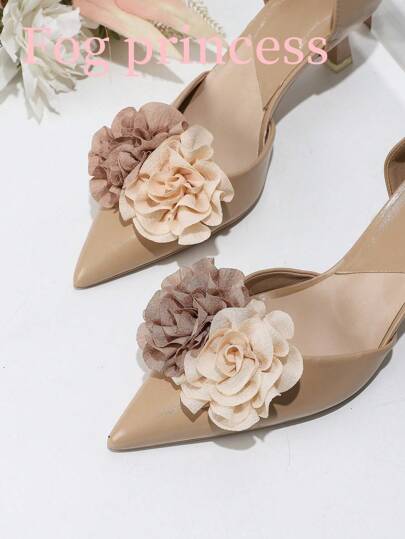 1 par de accesorios desmontables para zapatos, decoración elegante y de moda con flores de rosa bohemias, apto para tacones, planos, en colores negro, beige, marrón, rosa, vino tinto, de uso versátil
