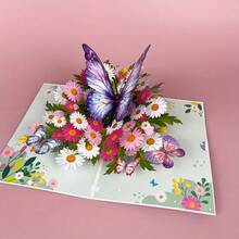 1pc SwammCard Vibrant 3D Pop-Up Greeting Card With Colorful Butterflies & Daisies - Perfect For Birthdays, Teacher Appreciation, Thanksgiving, Anniversaries, Weddings & Mother's Day - Unique & Memorable Celebration Tool For Everyone - 古銅色蝴蝶 - 查看 9