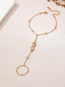 1 buc Inel de deget cu conector în formă de 8, la modă și simplu, pentru femei, accesorii zilnice, mărimea ca standard principal, nu cantitatea de boabe