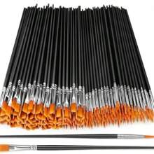 30 pièces/50 pièces/100 pièces Set de pinceaux à cheveux en nylon plats et pointus, convenant pour la peinture acrylique à l'huile professionnelle, l'aquarelle, la peinture de visage, l'art sur rocher, la manucure, l'artisanat, fournitures pour artistes et passe-temps