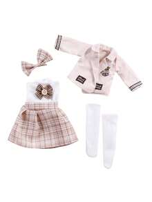 1pc 30cm Doll Outfit Six-Piece OB11 Y2K Style Fashion Set, School Uniform Clothing (Clothes Only). Good Meaning. (Note: Some Small Accessories On The Clothes May Be Randomly Included, But The Style Will Be The Same.) - Multicolor - View 14