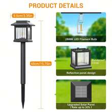 2/4/6 Pack Solar Pathway Lights Outdoor, High Lumens LED Garden Lights With 2 Lighting Modes, Solar Powered Auto On/Off, Durable Plastic Warm White Path Lights For Yard Walkway Driveway Decor, Solar Outdoor Lights - 4件 - 查看 4