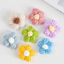 10/20/50 PZ fiori a uncinetto misti a colori, fiori in lana fatti a mano colorati come accessori da cucire, piccoli fiori gonfi per bricolage, rifiniture per specchi, fasce per capelli, cappelli e accessori per abbigliamento, accessori per feste, forniture per uncinetto
