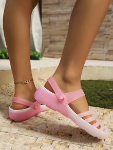 PVC Gelee Sandalen für Mädchen, frisch und einfach transparente Kristall Weichboden Slip-On Pantoffeln, römischer Stil Studentenschuhe