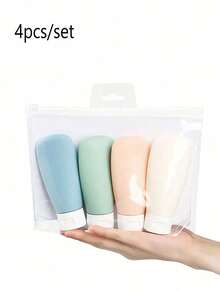 1件/4件/1套硅胶防漏旅行瓶套装便携式可再填充挤压容器，用于洗发水乳液洗漱用品旅行瓶套装，随身携带可再填充挤压容器，用于洗发水乳液洗漱用品旅行瓶套装，带便携式储物袋旅行装洗漱用品容器套装软挤压管空配件 - 彩色 - 查看 13