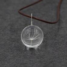 1 Stück elegante Löwenzahn Echte Blume Dekorativ Glas Kugel Anhänger Halskette, minimalistischer modischer Alltagsschmuck für Frauen