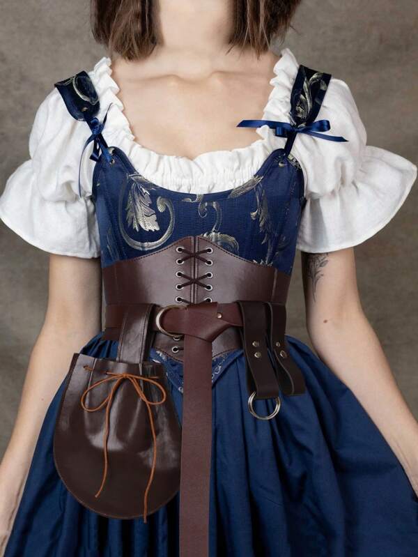 5 Medieval Waist Belts Waistbands Waist Bags Pu Leather Waist Bags Retro Skirts Leather Covers Belt Accessories Suitable For Renaissance Viking Period Fanny Bags Role-Playing Props Halloween Costume Props