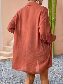 LanaWest Kimono de verano para la playa con botones frontales y hombros caídos