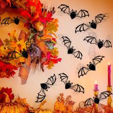 12Pcs Halloween Bat Wall Stickers – 3D Black Removable Vinyl Decals For Windows, Pumpkins, Candles, Party Decorations, Haunted House Wall Decor Home Decor Halloween Decor Fall Decor Room Decor