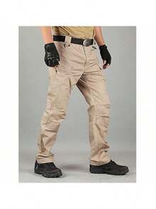 Men's Military Tactical Cargo Pants, Lots Of Pockets, Waterproof, Wear Resistant, Casual Cargo Pants - Màu be - Xem 4