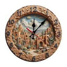 Desert Oasis 10-Inch Wall Clock Artisanal 3D Landscape, Southwestern Style, Silent Non-Ticking, Battery-Operated Perfect For Home, Office, Bedroom Decor Unique Gift Idea, Seller - Multicolor - View 1