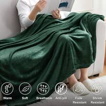Sofa Blanket Living Room Cover SetFleece Blanket Twin Size, Soft Cozy Twin Blanket, Fuzzy Flannel Blanket Bed, Sofa, Couch, Travel, Camping, 60 X 80 Inches - 墨綠色 - 查看 3