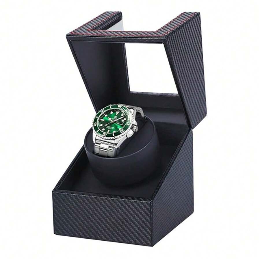 Automatic Watch Winder, Display Box, Storage Organizer, Stylish Design, Ultra-Quiet, USB Plug-In, Easy To Use, Suitable For Bedroom, Living Room, Ship, Showroom, Office Back To School Dormitory Storage - Black - View 1