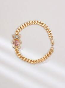 1 Peça Pulseira de Cristal Urso Romântico, Adequado como Presente para Amigos e Namoradas, Uso Diário e de Festa para Mulheres