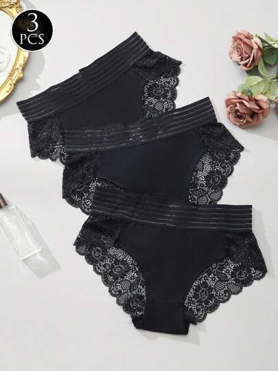 FOVTY 3 pezzi di biancheria intima in pizzo sexy per donna, comoda per uso quotidiano, intimo estivo da casa