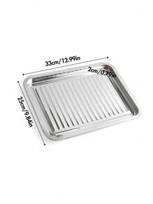 1pc/2pcs 304 Stainless Steel Double-Ear Roasting Net Basket, 13-Inch Stainless Steel Wave Bottom Roasting Pan, Reusable Rectangular Mesh Basket For Frying, Grilling, Kitchen Filter, Outdoor Camping BBQ, Home Oven Baking Tools, Kitchen Accessories