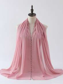 1pc-Pearls Beading Chiffon Hijab Scarf Woman Muslim Hijab Sweet Girl Hair/Headband Long Wraps Islam Turban Malaysian Headscarf - Multicolor - View 15