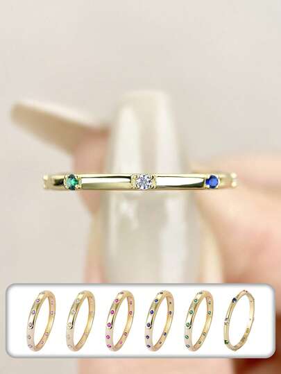 1pc 925 Micro Inlaid Zirconia Ring For Women Classic Clear Sparkling Ring Silver Ring For Women For Girl, Vintage And Finger Accessory For Gift Jewelry