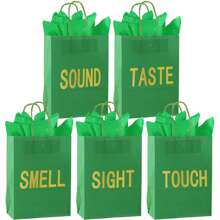 5-Sinne Geschenktüte, passend für Ihn/Sie, beinhaltet 10 Stücke Taschentücher, Papiertüte mit Griff, 5 Sinnes-Geschenkgegenstände, großartig für Valentinstag, Weihnachten, Geburtstag, Hochzeitstag (Schwarz, 21 x 11 x 27 cm)