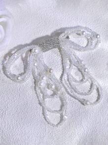 1 件精致水晶装饰蝴蝶结发夹复古宫廷风格设计发饰婚礼派对日常休闲度假装饰头饰万圣节 - 白色 - 查看 6