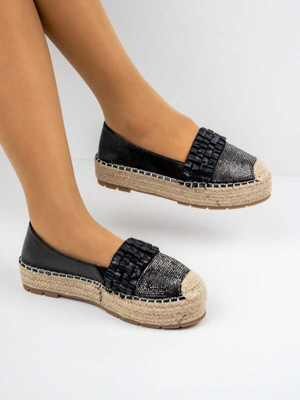 Gewebte Espadrille-Loafer mit Plateausohle