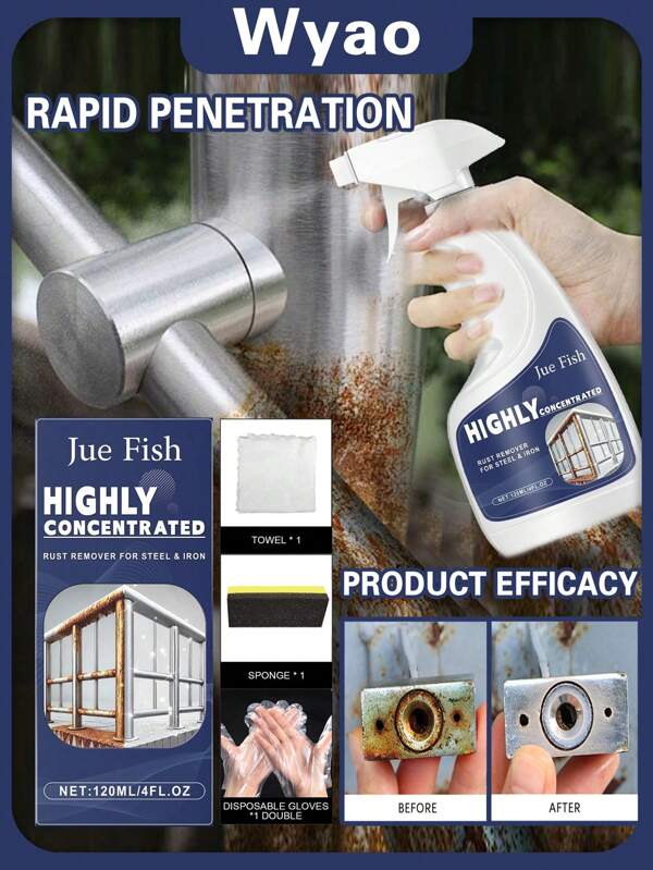 Jue-Fish 4/2/1pcsSteel Rust Remover, Stainless Steel Rust Remover, Cleaner, Faucet Door Handle, Bathroom Kitchen, Dishwashing Sink, Kitchenware Cleaner, Efficient Rust Removal Without Damaging Metal (New And Old Models Sent Randomly)