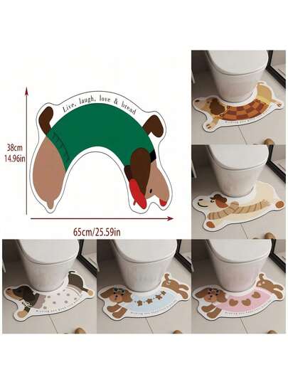 1pc Cute Dachshund Dog Silicone Mat, Anti-Splash U-Shaped Bathroom Rug, Home Washable, Soft Knit, Handmade, Non-Woven, Non-Slip, Easy To Clean, 3.5cm Thick Room Decor Bathroom Accessories Back To School Entryway Decor Bathroom Kitchen Decor
