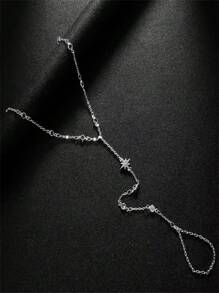 1 pièce Bracelet constellation de strass simple, style géométrique étoile mode multi-porter, bracelet en cuivre lié bohème décontracté pour Halloween
