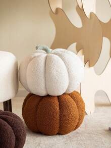 1pc Soft Plush Pumpkin Decor – Boucle Fabric Fall Thanksgiving Halloween Tabletop Decoration For Neutral Farmhouse Autumn Home, Cozy Boho Room Accent Home Decor Halloween Decor Room Decor