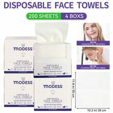 MODESS 2 Boxes (100 Sheets)/4 Boxes (200 Sheets) Of Thick And Ultra Soft Disposable Face Towels, Reusable Dry And Wet Facial Cleansing Wipes For Household Use, Suitable For Sensitive Skin, Effectively Removing Makeup, Cleaning And Travel Essentials - 4 Boxes (200 Sheets) - View 2