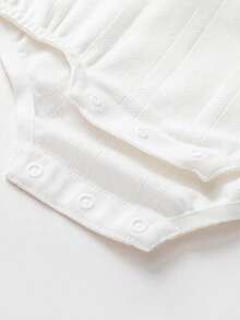 mini bala Baby Girls' Mesh Romper – Airy  With Skirt – Trianglar Gusset Design - Original White - View 8