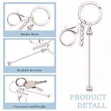 4/8/12/20pcs(No Beads) Beaded Key Chain Kits, Metal Blank Beaded Key Chain DIY Accessories, For Pendant, Jewelry Making, Gift