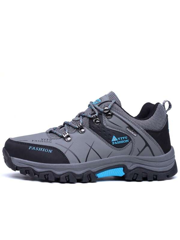 Herren wasserdichte Wanderschuhe - rutschfest, strapazierfähige Outdoor-Abenteuer Sneaker mit robuster Gummisohle, Schnürdesign, grau & blau für Wandern, Trekking & Lässig Tragen, Schuhe für Frühling Herbst | Moderne Schnürschuhe | Strapazierfähige Gummisohle, Wanderzubehör