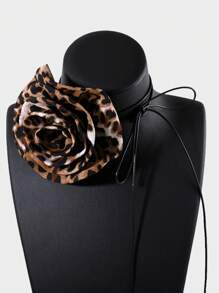 1 Stück Vintage Bohemien Elegant Sexy Leopard Muster Blumen Halskette zum Binden, geeignet für Damen zum täglichen Tragen, Partys, Kleider, alle Jahreszeiten. Die Leopard Muster Farbe ist zufällig