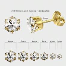 6 Paia Di Orecchini Con Zirconia Cubica Per Donne E Uomini, Orecchini A Perno In Acciaio Inossidabile Ipoallergenici Con CZ Per Cartilagine, 3mm 4mm 5mm 6mm 7mm 8mm