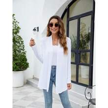 Newchoice Womens Casual Lightweight Long Sleeve Cardigan Soft Drape Open Front Fall Dusters (S-3XL) - White - View 7