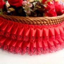 5 Yards Satin Volant Spitzenborte, elegante dekorative Umrandung für DIY Basteleien, Hochzeitsparty Dekoration, Bekleidung und Wohndekoration