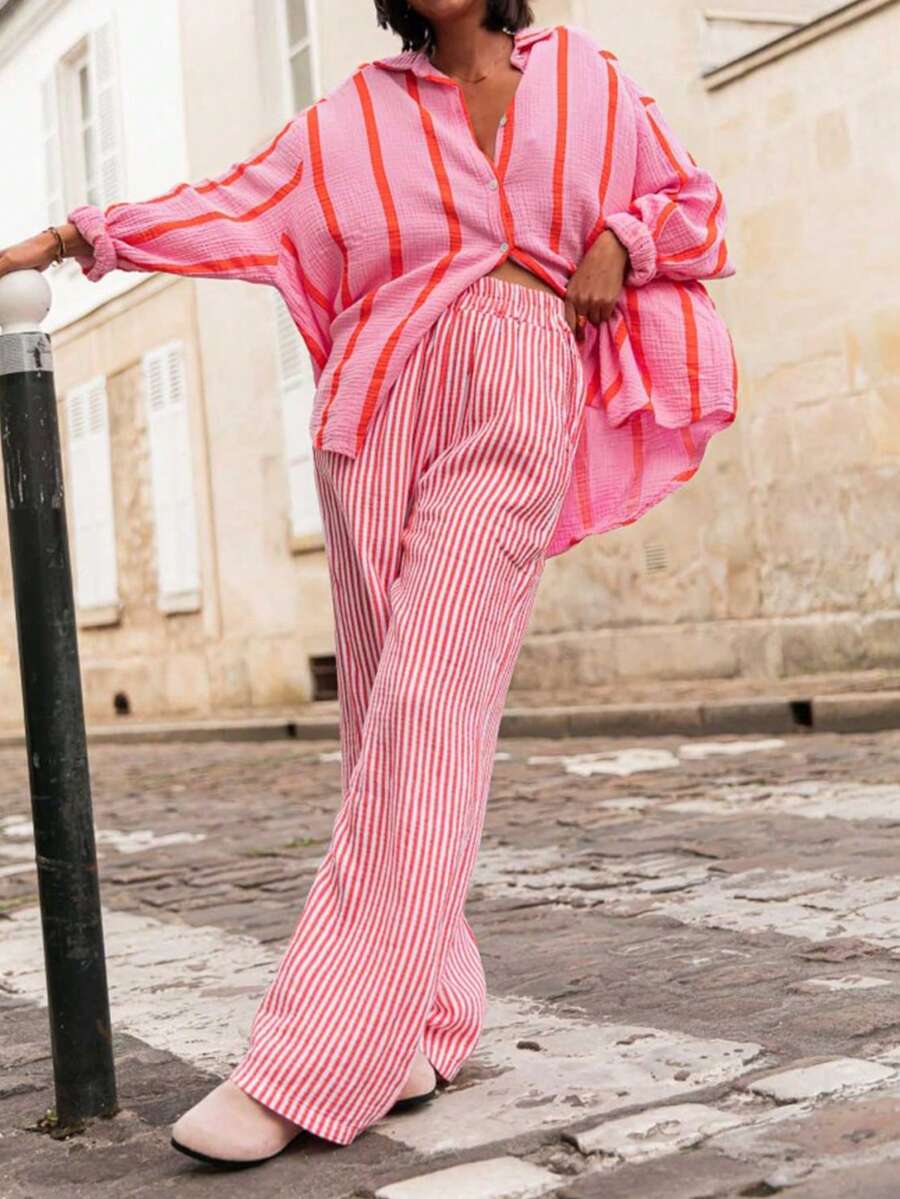 Pantalon décontracté rayé pour femmes, à porter au quotidien