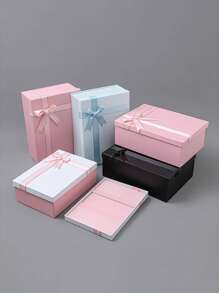 1 Stück Geschenkbox, minimalistisch einfarbig, Schleifenband, klappbare Ober- und Unterseite, geeignet für Party-Geschenke, Feiertags-Geschenke, Freundinnen-Geschenke, Valentinstag Geburtstagsgeschenk-Verpackung mit Schleife, Klappendeckel und Boden, leicht zu transportieren, Schwarz Haarverlängerungs-Geschenkbox