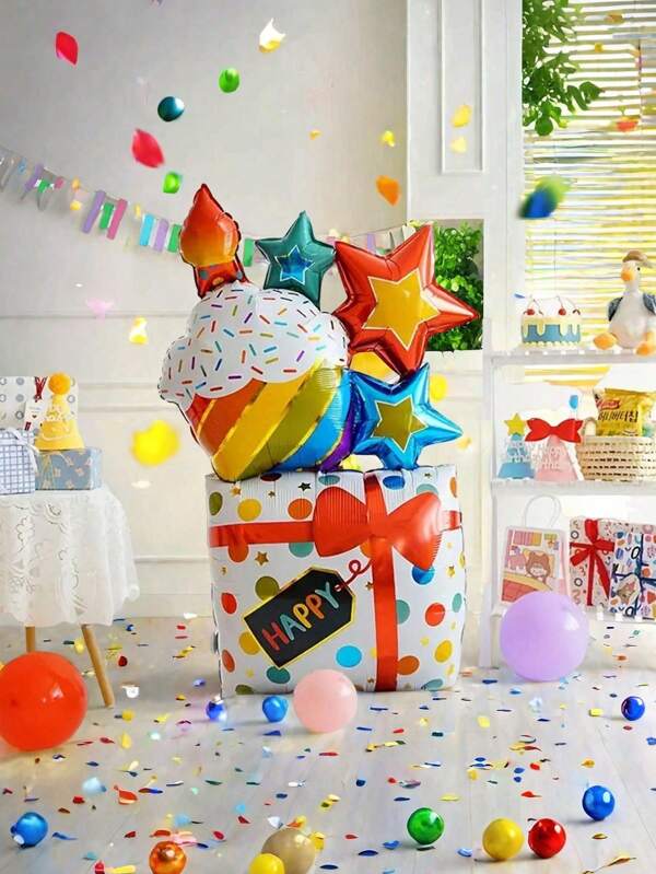 1pc Giant Balloon Birthday Cake Shaped Balloon Party Decoration Balloons Suitable For Birthday, Party Decoration, Home Decoration, Photo Props, Gifts
