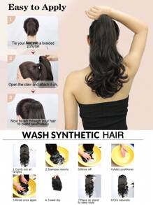 Extensión de cola de caballo con clip, extensión de cabello en cola de caballo de 12 pulgadas de largo, ondulada, suave y de aspecto natural, pieza de cabello sintético de buena calidad para uso diario y de fiesta de mujeres