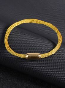 1pc Luxury Gold Color Stainless Steel Magnetic Buckle Bracelet Handmade Layers Bracelet For Women Girl Multicolor Weaven Steel Chain Bracelets Sports Leisure H656