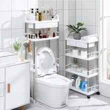 A 2-Layer (50.5*24.5*138CM) Toilet Set Device Rack Bathroom Storage Rack Large Capacity No Drilling Installation Rust-Proof Thick Material Bathroom Rack White Double-Layer Toilet Rack Washing Machine Storage Rack Bathroom No Drilling Stable Easy And Convenient Moisture-Proof And Rust-Proof Floor Storage Rack Toilet Above The Toilet Mother's Day Suitable For Home Bathrooms, Rental Houses, Hotels And Other Places